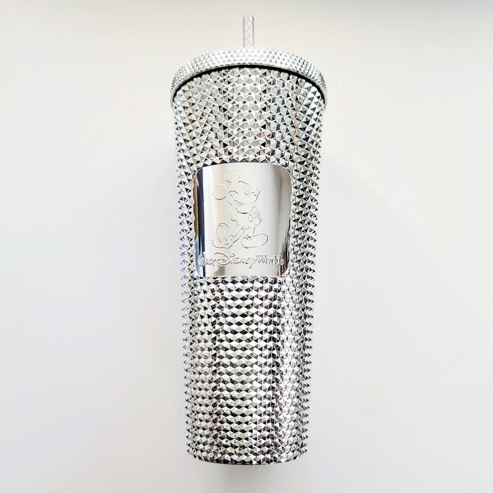 Disney 100 Celebration Starbucks Silver Studded Tumbler with Straw NEW